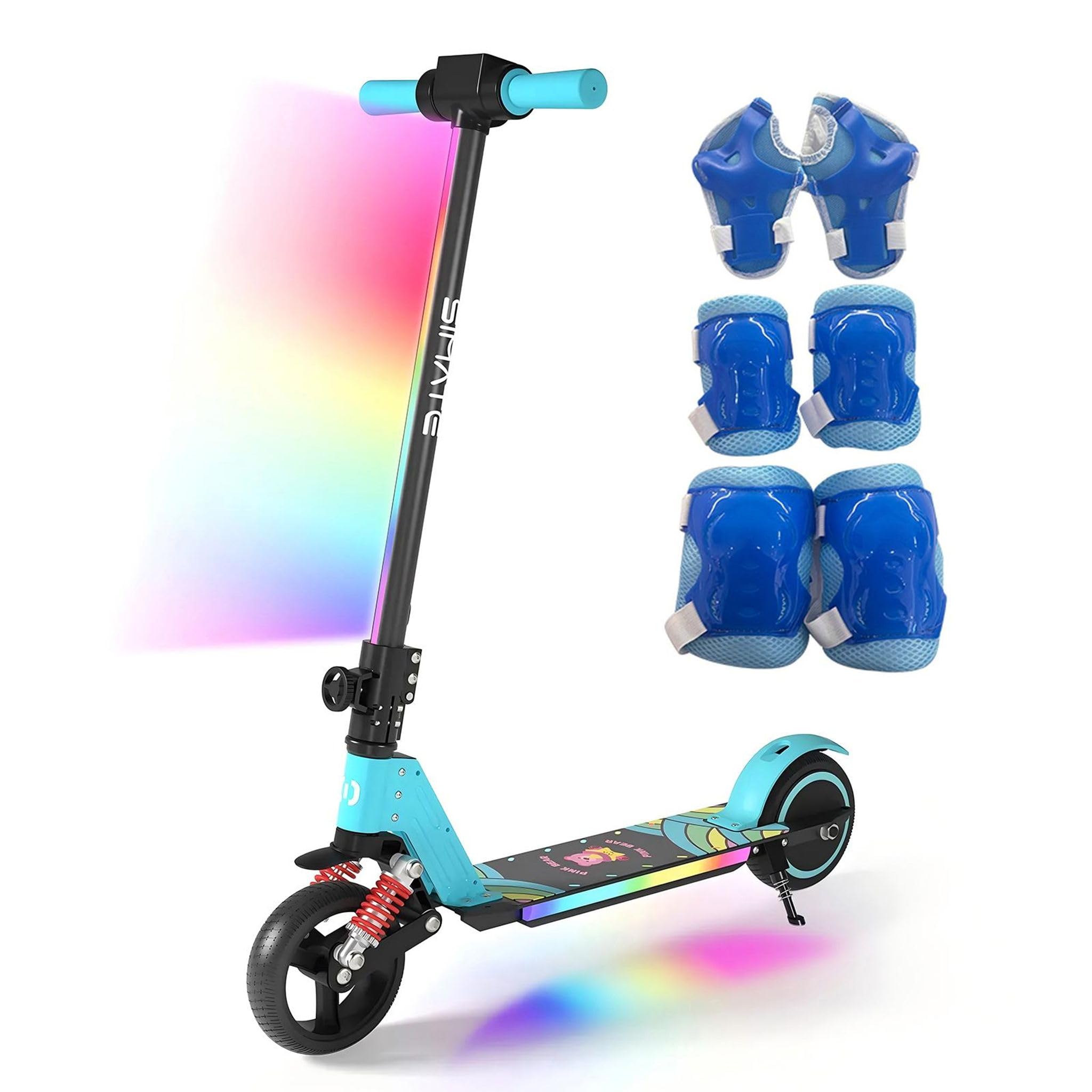 S5 Patín Eléctrico para Niños, Scooter Eléctrico Plegable con Luz LED, Llantas Todo Terreno de 6,5", Velocidad Máx. 14 km/h, para 6-14 Años, Azul Cielo