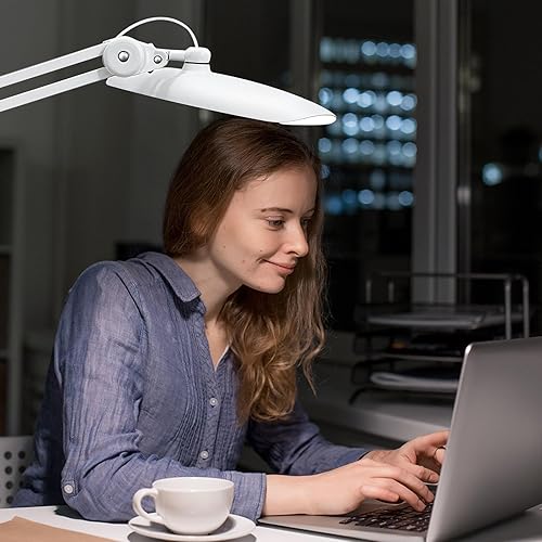 Miniatura 7 de Lámpara de escritorio LED de 20 pulgadas con abrazadera, luz de uñas ajustable CCT de 24 W regulable para escritorio, 120 LED de brazo giratorio de