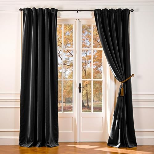 Miniatura 46 de Lazzzy Cortinas Opacas de Terciopelo con Aislamiento Térmico para Ventanas de Habitación, Cortinas de Lujo Súper Suaves para Sala de Estar, Salvia