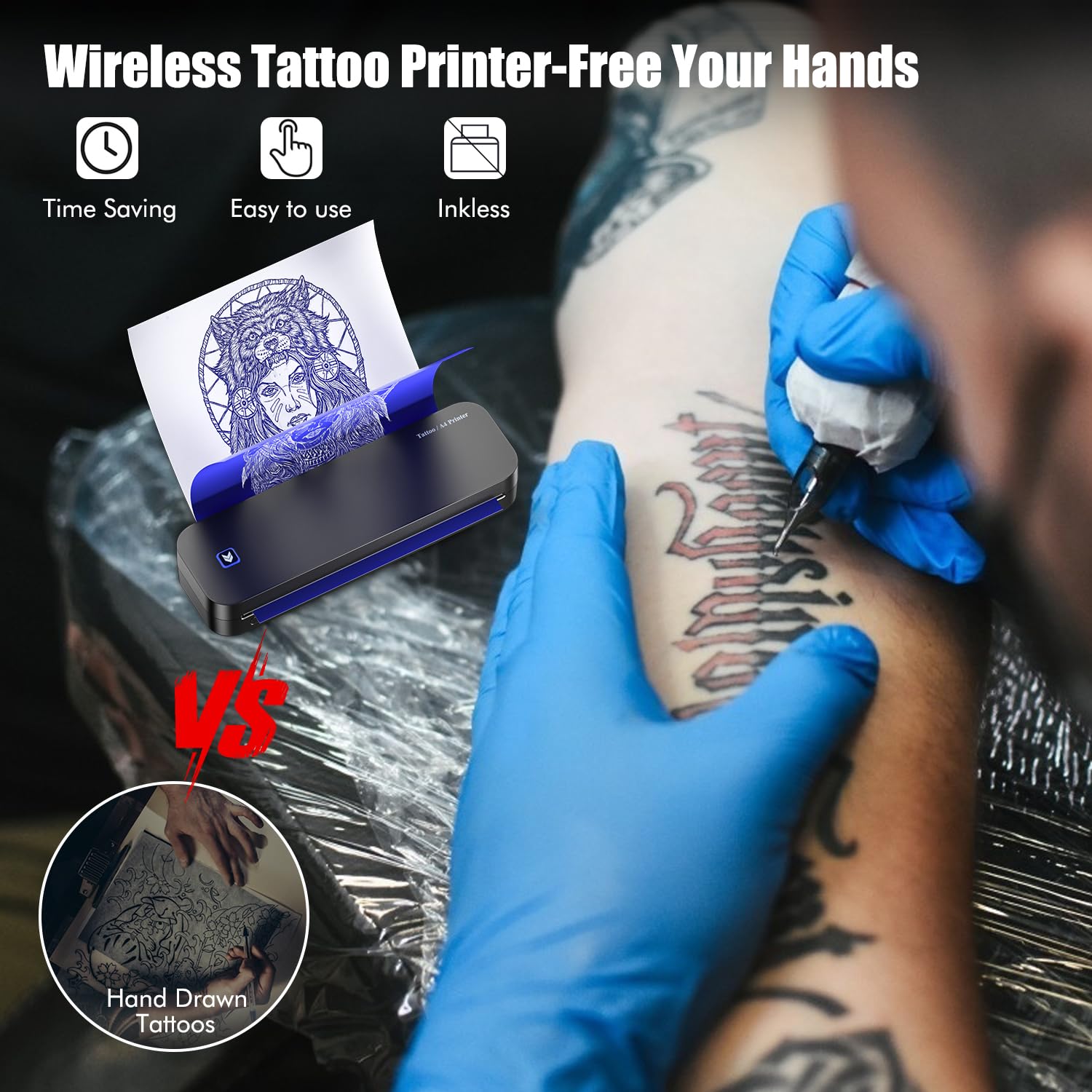 Imprimante Tatouage Thermocopieur Bluetooth A4 Papier Transfert 20pcs Compatible Smartphone PC