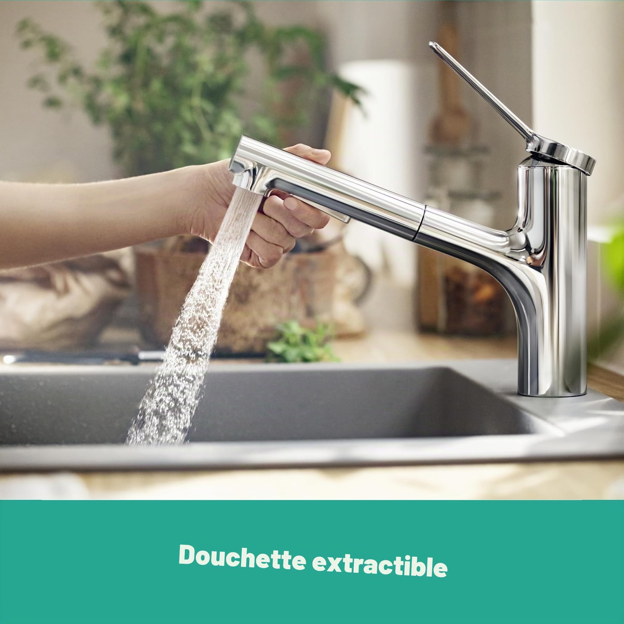 hansgrohe Zesis M33 Mitigeur de cuisine douchette extractible 2 jets robinet hauteur sous bec 150 mm chromé