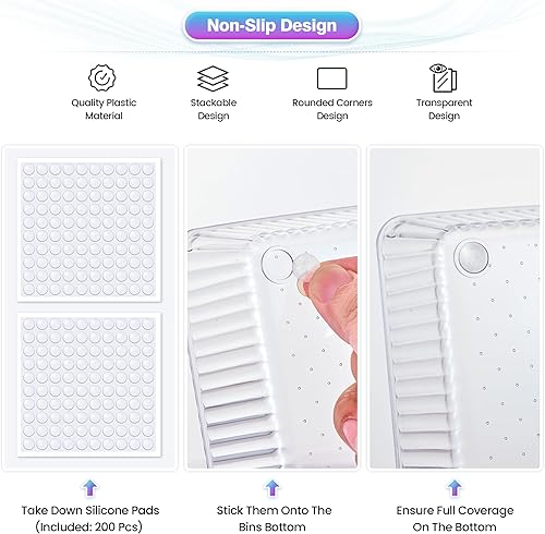 Miniatura 4 de Juego de 15 organizadores de cajones de plástico transparente, 4 tamaños, organizador de maquillaje, divisor de cajones de escritorio, organizadores