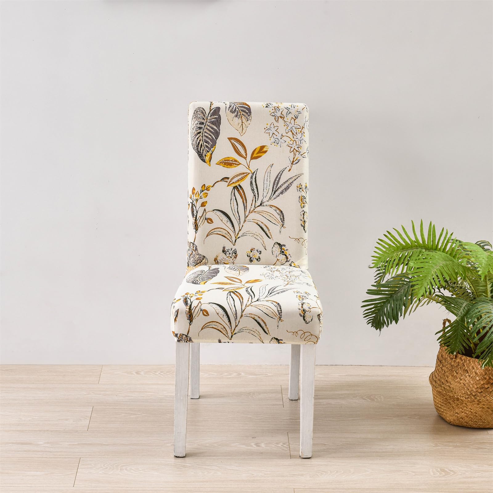 HZDHCLH Chair Covers Set of 4/6 Stretch Modern Chair Slipcovers for Dining Room Kitchen Wedding Party Washable Chair Protector(6pcs,Golden leaves) - Image 4