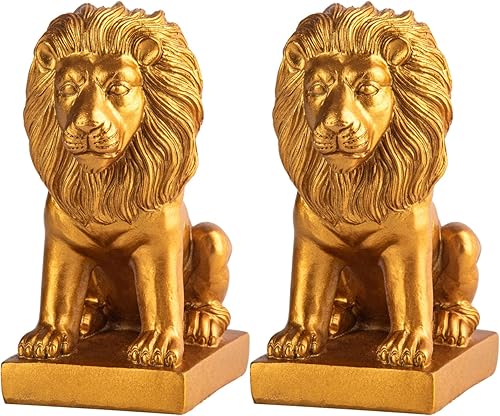 Extremos de libro de león para el hogar, 2 sujetalibros dorados, decoración para libros, sujetalibros resistentes para estantes, estantes antiq