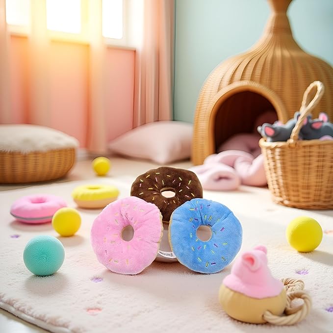 3 Piezas Juguete para Mascotas Donut con Squeaker para Perros y Gatos miniatura 9