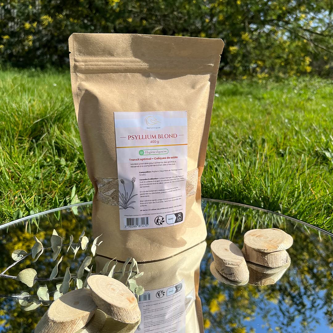 PSYLLIUM BLOND - Complément nutritionnel Cheval - Sachet 300 g - Apport en fibres - Aide à réguler le transit intestinal - Marque Française