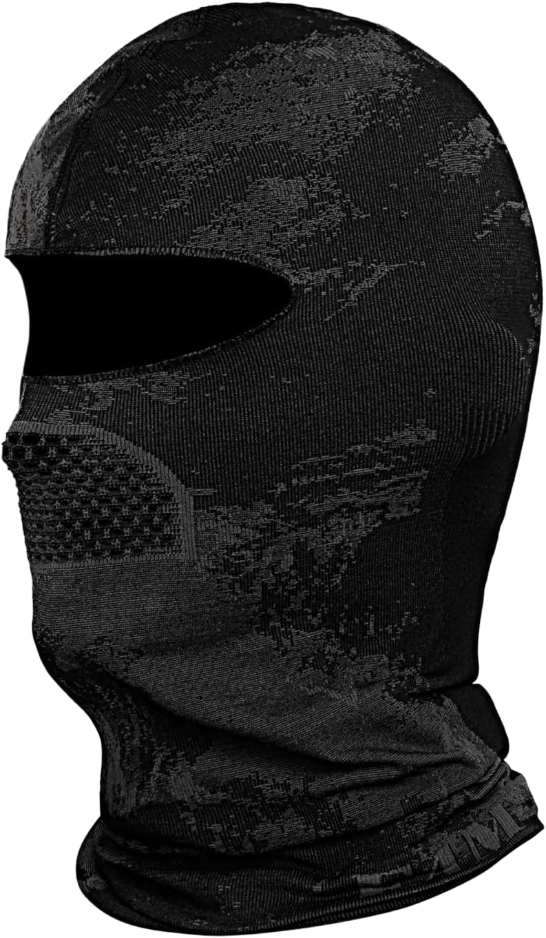 E4M Men’s Thermals Top and Bottom Set - Men’s Long Johns with Ski Mask, Gray Camo