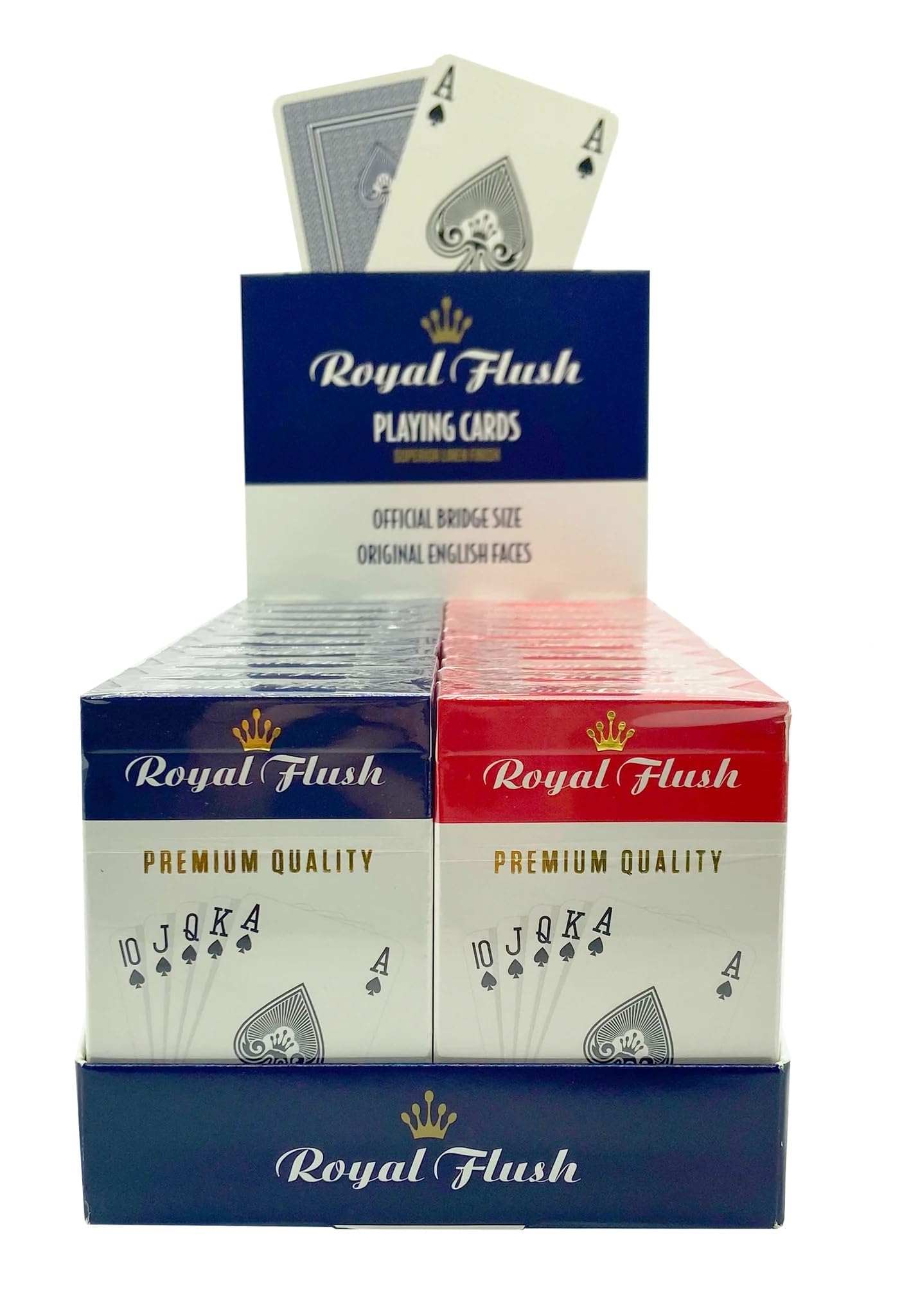Royal Flush Premium Linen Finish Playing Cards - 12 Packs (6 Blue & 6 Red), Blue,red, 3.5" x 5.5" x 1.5" - Image 2