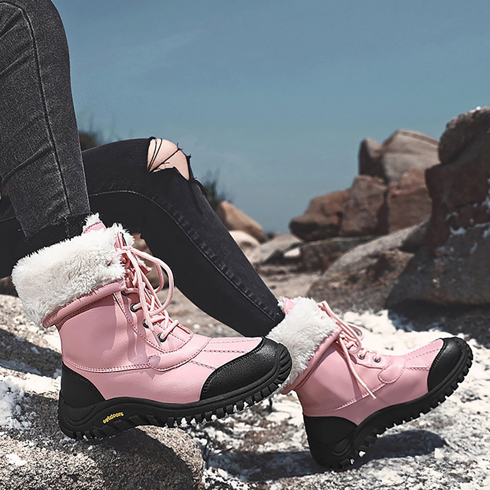 Stivali di Cotone Stivaletti Stivali Scarpe da Donna Stivali Alti al Ginocchio Lunghi da Neve Stivali da Donna