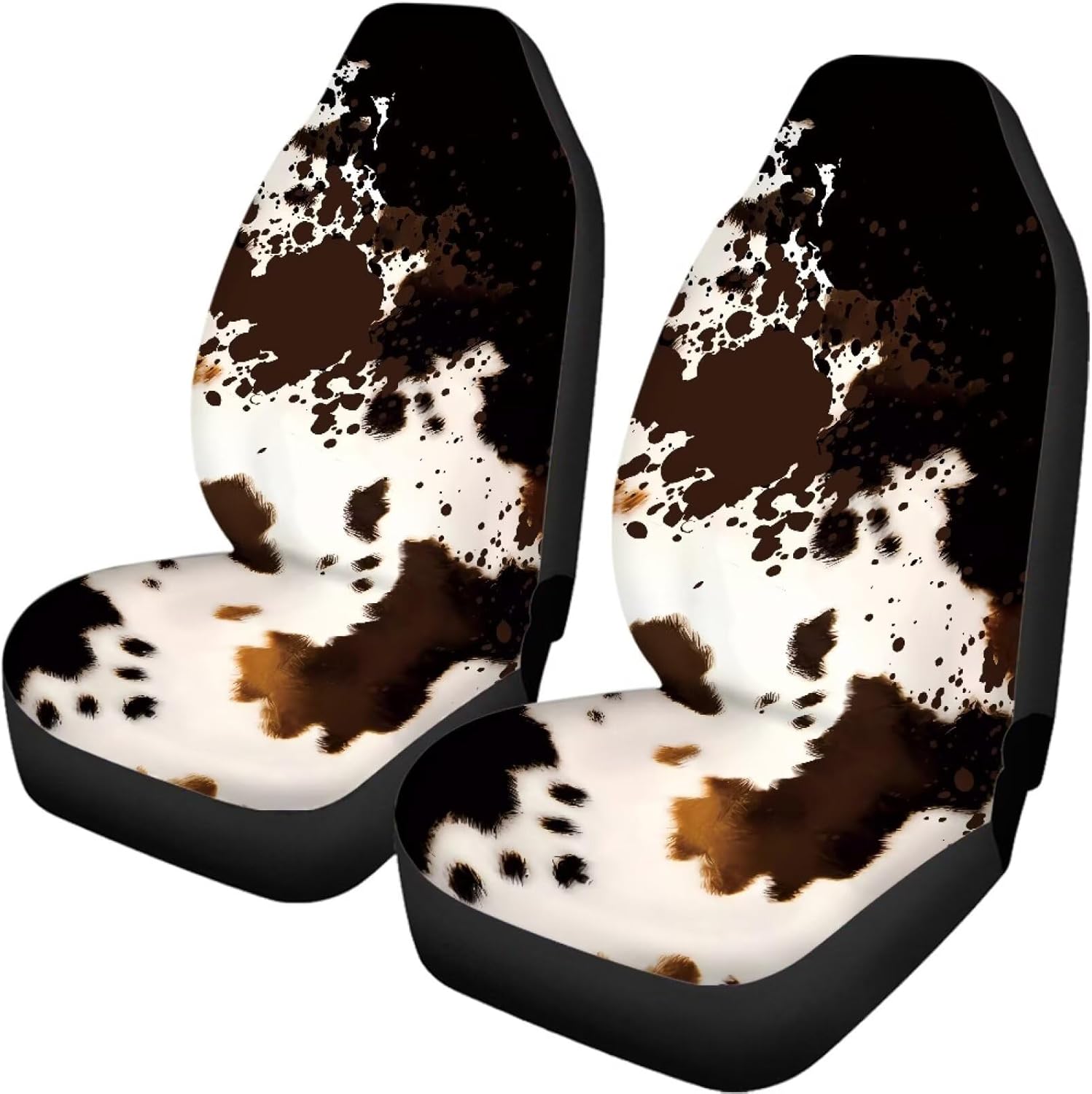 Brown Cow Print Car Seat Covers, 4 Pcs Car Front Seats and Rear Bench Cove, Universal Elastic Vehicle Seats Cushion Automotive Interior Protection Accessories