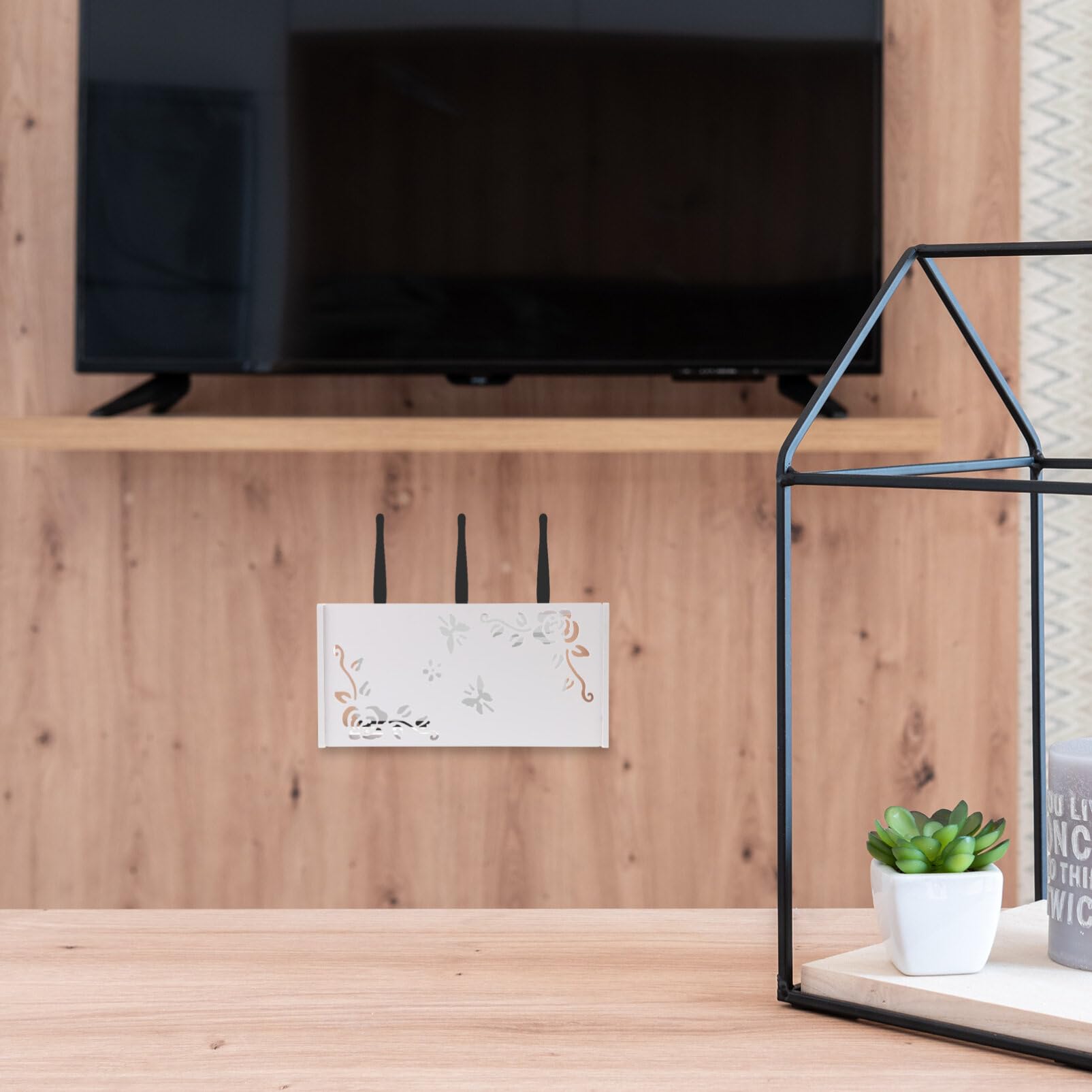 Joebo Support mural pour routeur WiFi, modem, câble, prise d'alimentation, boîtes de rangement pour la maison