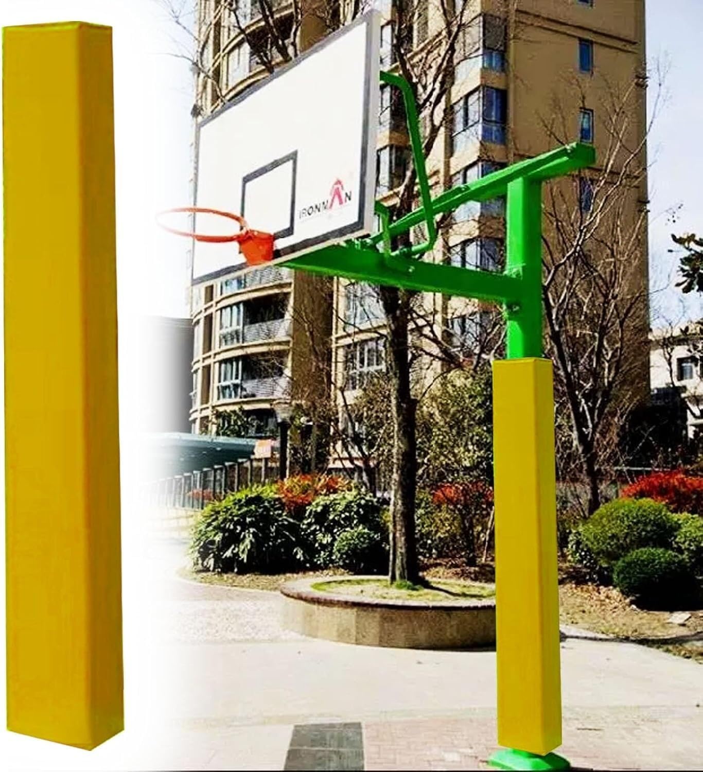 Square Pole Padding Basketball Pole Pads, Weatherproof Protective Padding, Easy Installation Impact-Resistant, for Basketball, Hoop/Basement/Garage/Playground