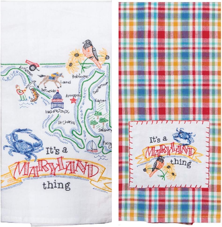 2 Piece Home State Of Maryland Embroidered Kitchen Towel Bundle