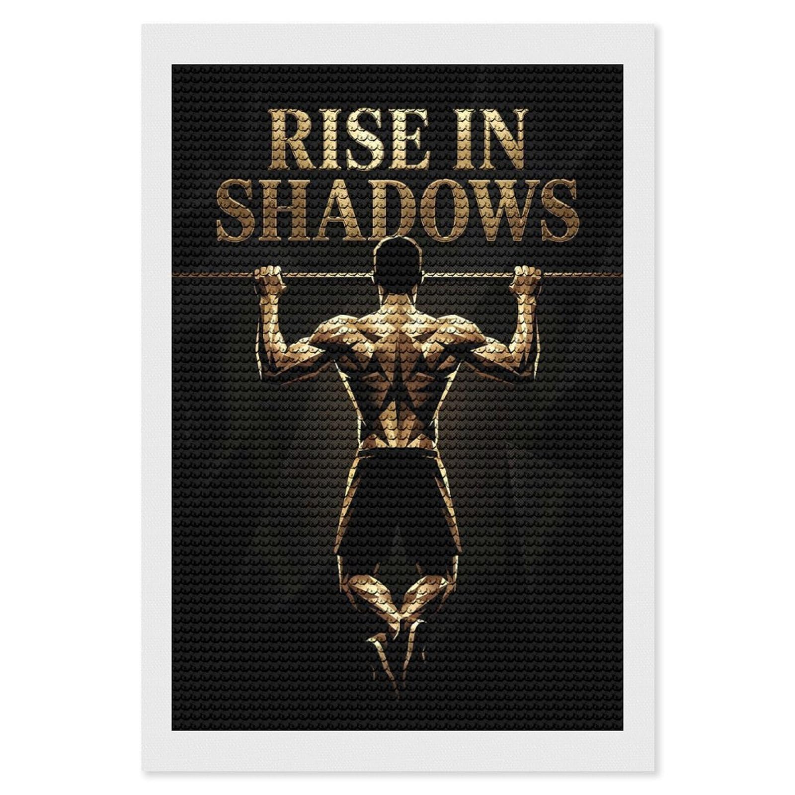 Junmoney Rise in Shadows Fitness Diamond Painting Canvas Set 8"x12", for Adults, Sparkling Round Gems, Thoughtful Handmade Gift, Modern Decor