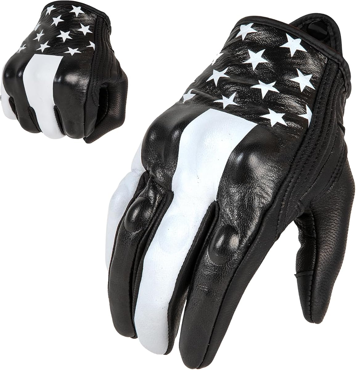 Guantes de piel de cabra para motocicleta, guantes de carreras para deportes de motor, pantalla táctil reflectante con calavera para hombres y mujeres, modelo