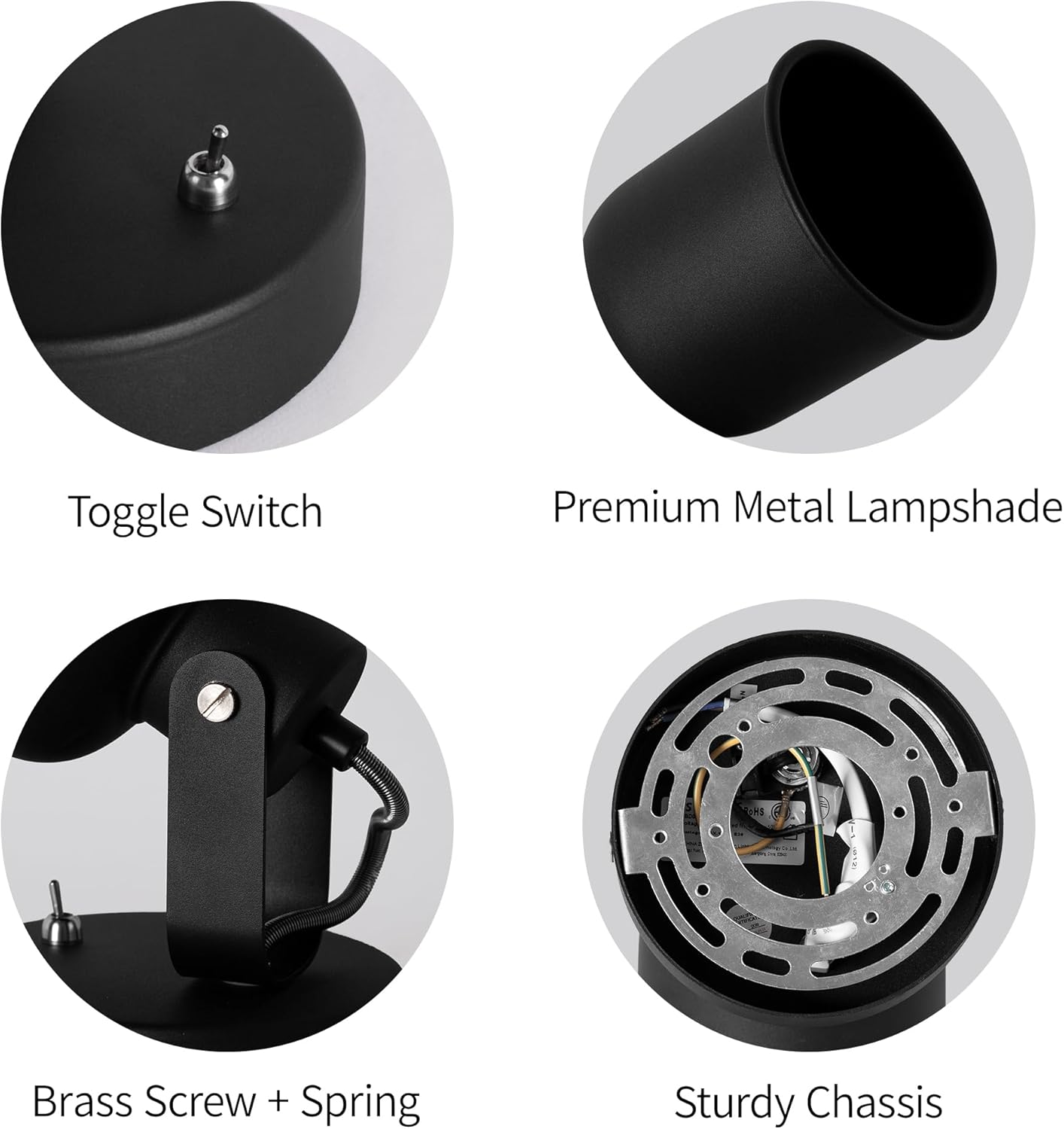 Aisilan Bedroom Wall Sconces with On/Off Switch Hardwire Black Wall Light with E26 Bulb Indoor Sconce Wall Lighting for Bedside 7W Wall Mounted Light for Living Room Hallway Fireplace