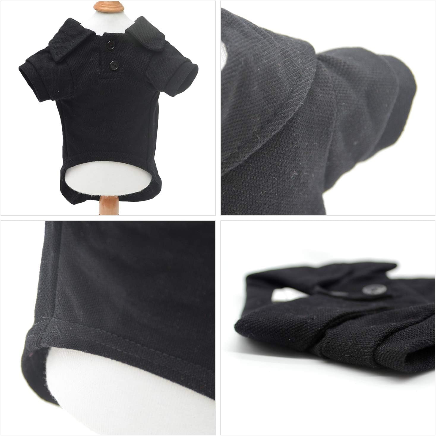 Lovelonglong Basic Dog Polo Shirts Premium Cotton, Polo T-Shirts for Large Medium Small Dogs with a Two-Button Collar Blank Color Black XS : Pet Supplies