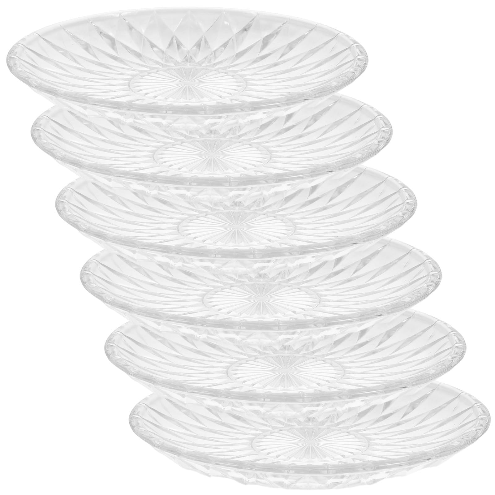 Levemolo 6 Pièces Assiette Dessert en Verre Transparent à Motif Diamant Vintage, Polyvalente et Facile à Servir pour Fruits Glacés et Snacks D' Réutilisable