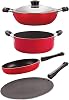 Nirlon Aluminium Nonstick Cookware 4 Pieces Set, Red and Black CT12_FP10_DKDJ_CS24
