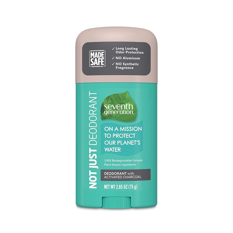 Desodorante Seventh Generation sem alumínio com carvão ativado e fórmula biodegradável, 75 g