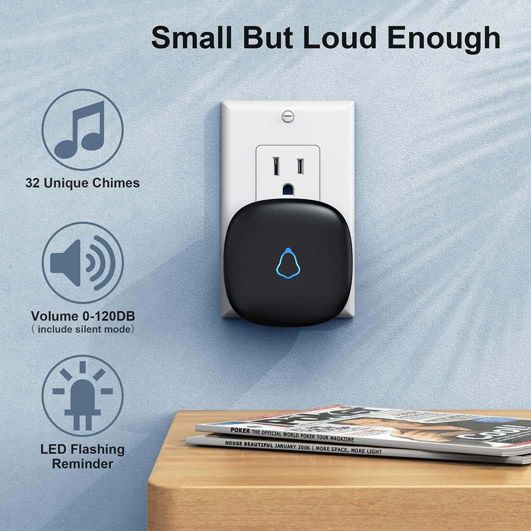 Doorbell receiver with volume and chime options