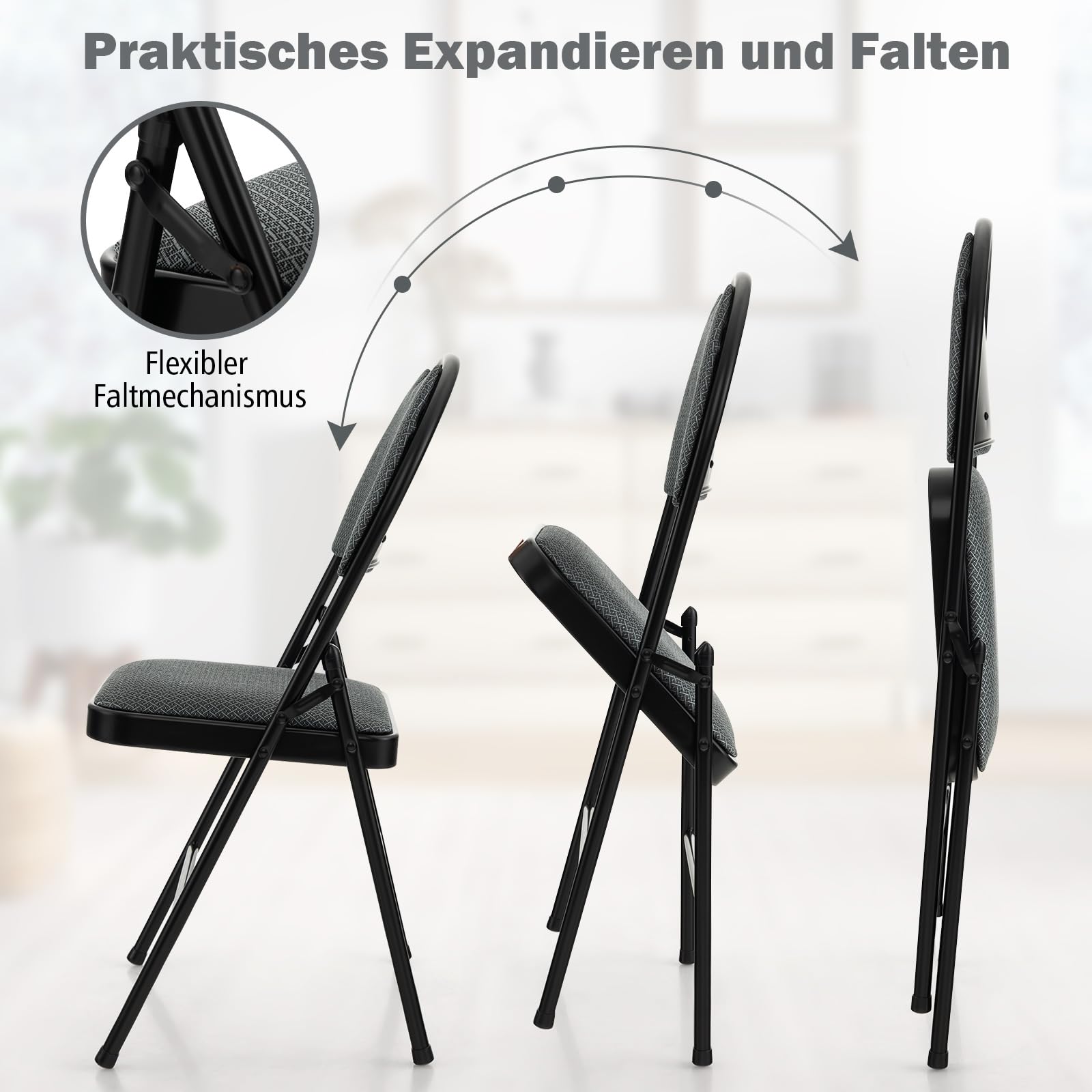 Costway 5-Delige Tuinmeubelset Incl. 4 Klapstoelen 1 Tafel Met Paraplugat Tuingarnituur Voor 4 Personen Voor Achtertuin Terras