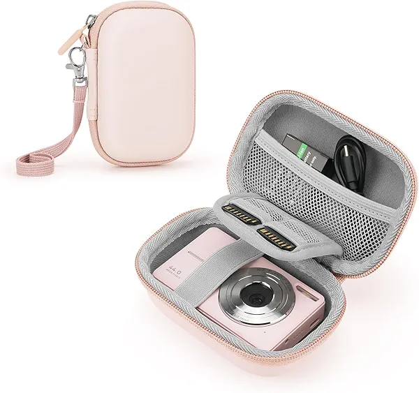 Camera Case for Digital Camera CAMKORY DC403 FHD 1080P/ KODAK PIXPRO FZ55/ FZ45/ STUOGYUM DC402-AF, SD Card Storage Travel Carry Cute Case Bag Small (Pink)