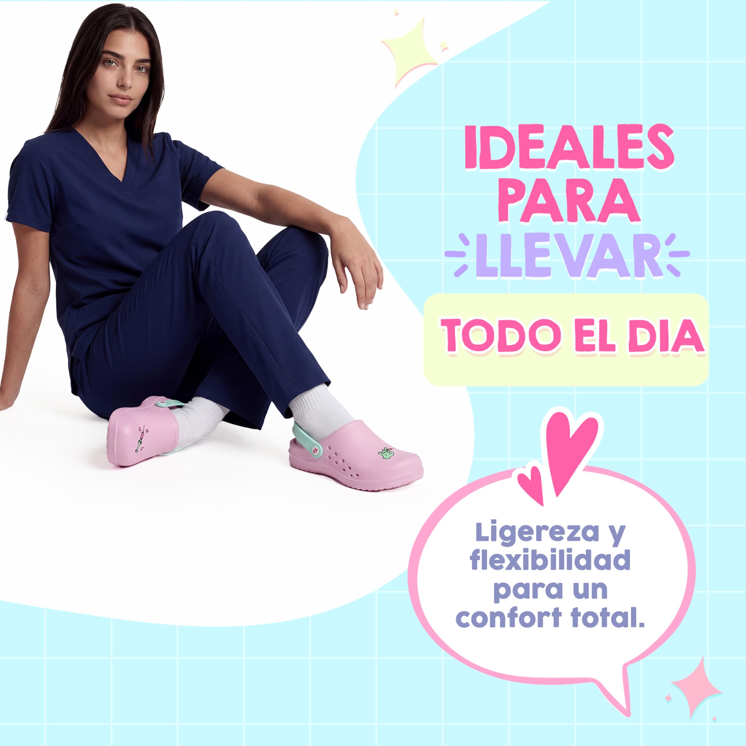 Nurse is Love Zuecos Mujer - Zuecos EVA Ligeros, Zapatos de Mujer Cómodos | Regalos para Ella | Accesorios & Vet - FR