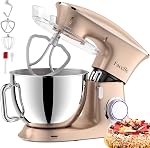 Facelle Mélangeur de stand, 9.5Qt Mélangeurs pour la cuisson 660W Mélangeur de cuisine Tilt-Head à 6+P Speed avec crochet Dough Whisk Beater Splash Guard Mixing Bowl for Bread Cakes Pizza Salad Egg.