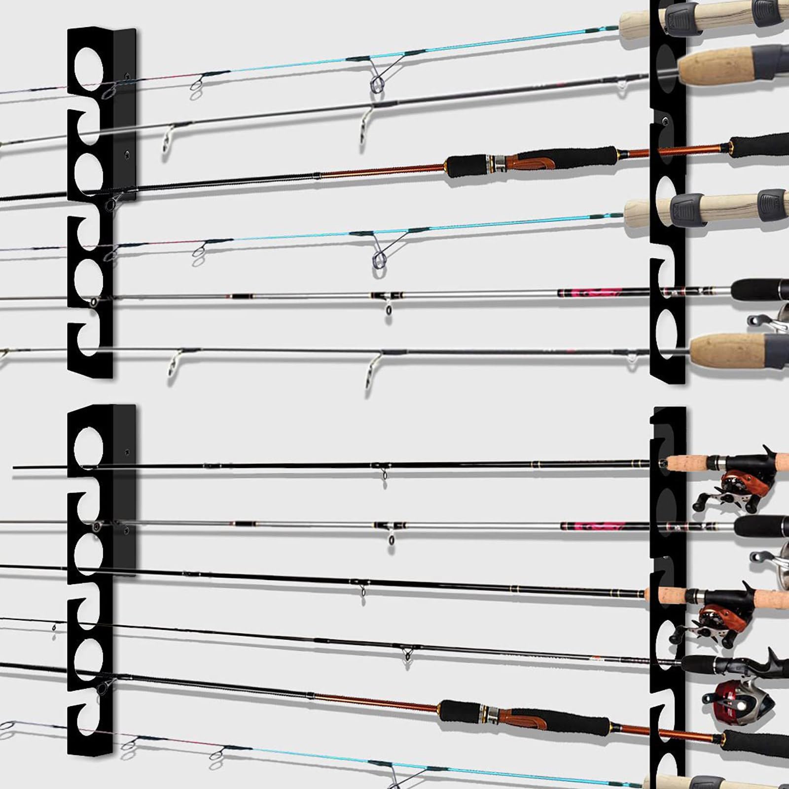 Supporto per canna da pesca a parete Supporto per canna da pesca orizzontale 6/12-Rod Supporto per canna da pesca