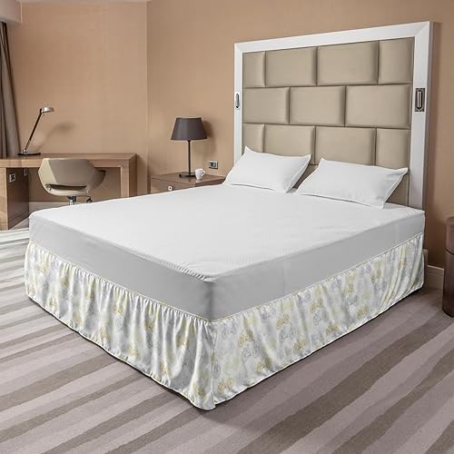 Miniatura 2 de Ambesonne Bicycle Bedskirt, Classic Design Bicycle Drawings of Pastel Colors Retro Style White Background, Bedroom Decor Wrap Around Elastic Bed