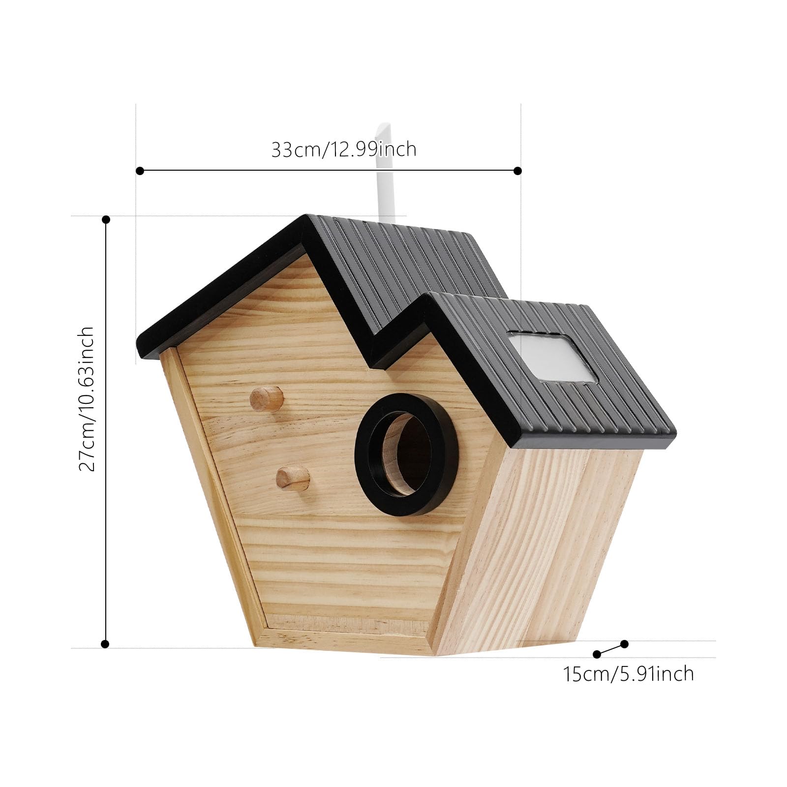 Casa de pájaros inteligente de madera con cámara, nido de pájaros alimentado por energía solar con detección de IA, nido con cámara de caza HD, visión nocturna, resistente a la intemperie