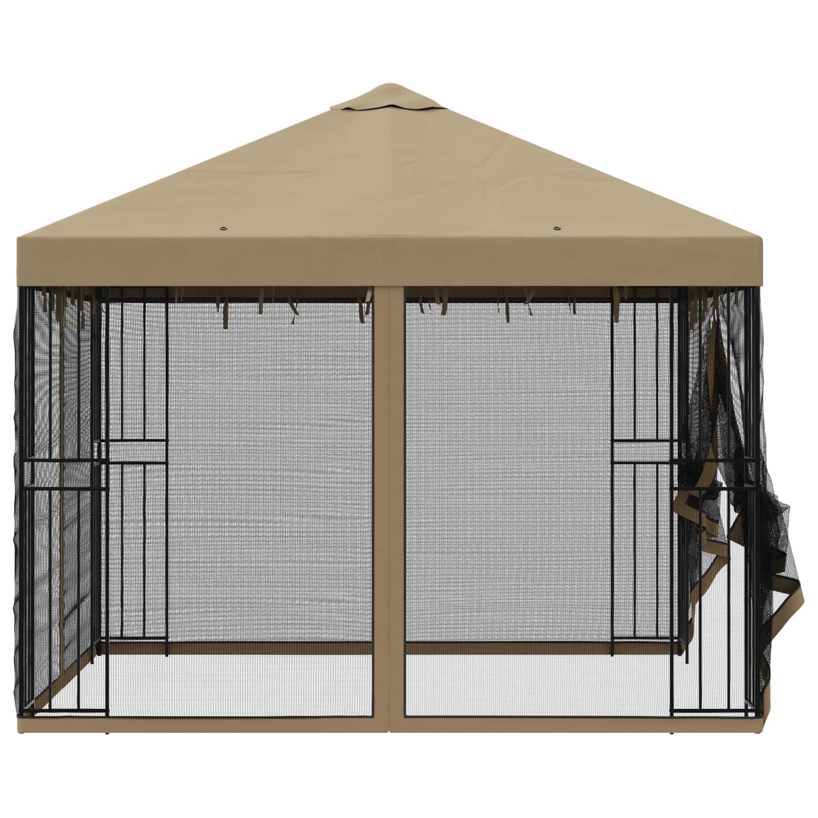 Gazebo da Giardino 3x3 m con 4 Pareti Laterali Beige