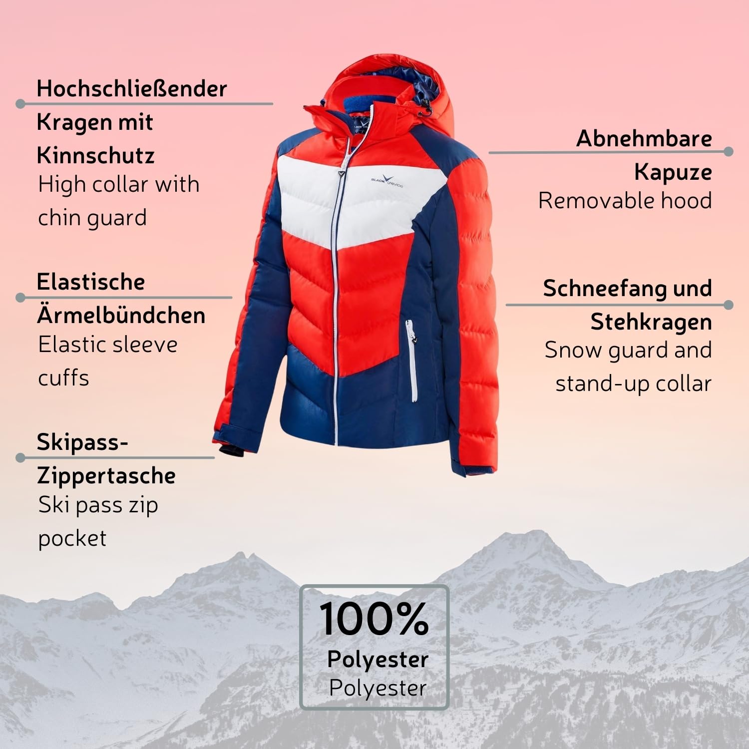 Black Crevice Veste de Ski pour Femme Veste de ski Femme