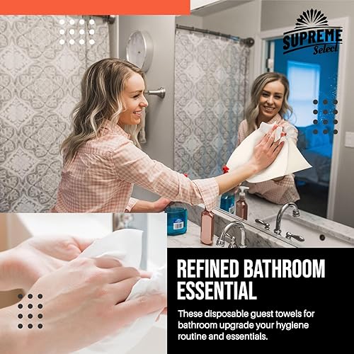 Miniatura 5 de Supreme Select Toalla de mano con sensación de lino, toallas de papel desechables como tela de invitados, suave y absorbente, servilleta de papel