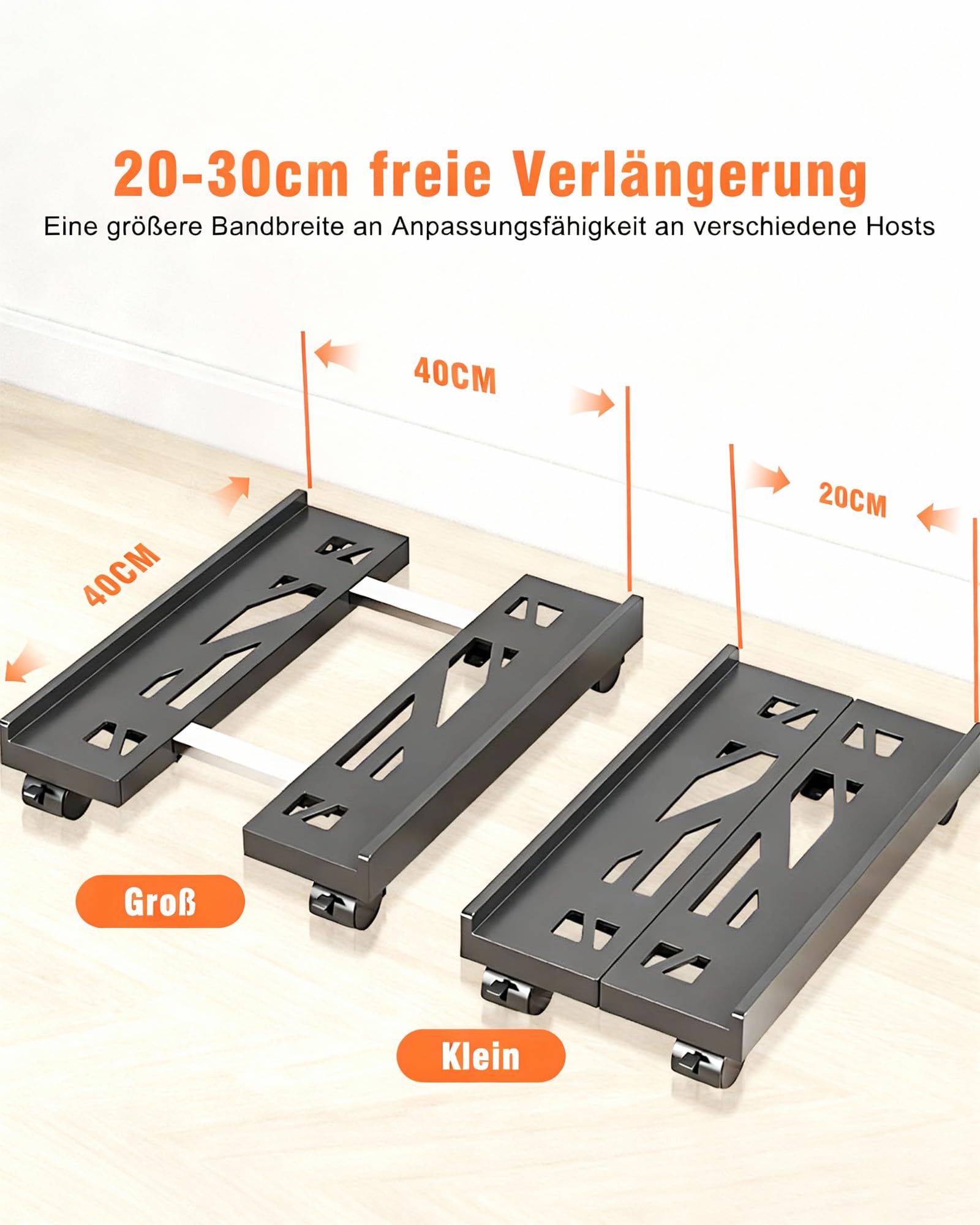 Supporto per PC con ruote: supporto universale regolabile per CPU, carrello sotto scrivania per PC tower, desktop, stampante (nero)