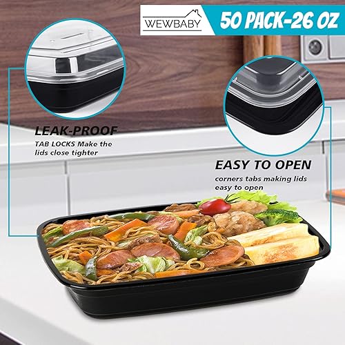 Miniatura 9 de Pequeños recipientes de preparación de comidas, 12 onzas paquete de 50  Mini recipientes individuales de 1 compartimento para preparación de comidas