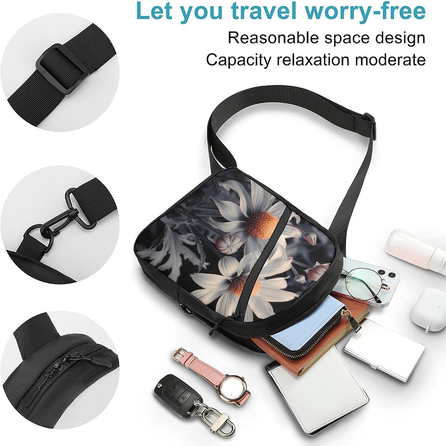 Modern Floral Painting Chest Bag Waist Pack Crossbody Bags image 3