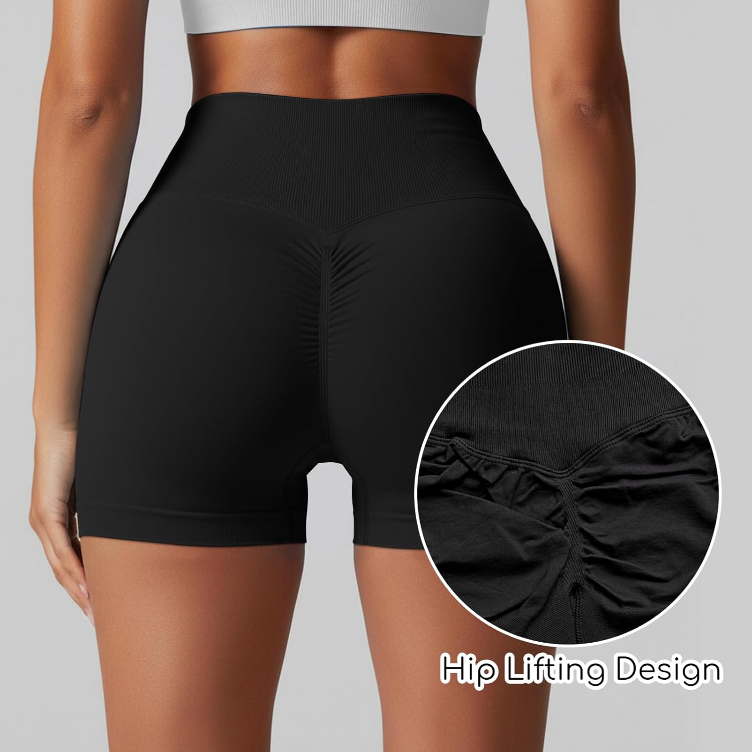 Coume 3 Pack Women's Workout Gym Shorts High Waist Seamless Biker Shorts Cross Butt Lifting Scrunch Athletic Yoga Sports - Image 4