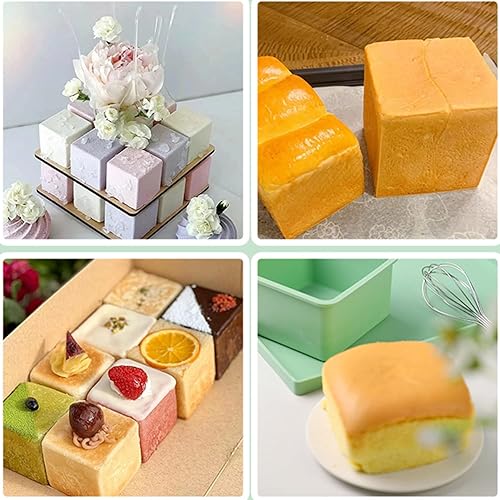Miniatura 3 de Moldes de silicona para tartas, moldes cuadrados para hornear de 5 pulgadas, 2 piezas, antiadherentes de grado alimenticio, molde para pan de pan de