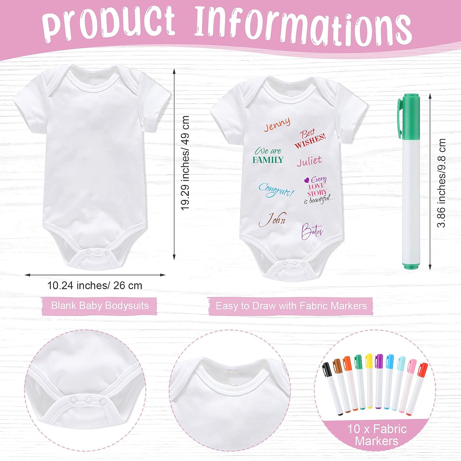 Qunclay 12 Pcs Baby Shower Game Decor Bodysuit Sign Gift,Butterfly image 3
