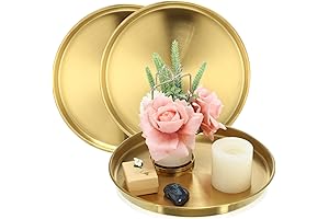 3 Pieces Gold Round Serving Tray