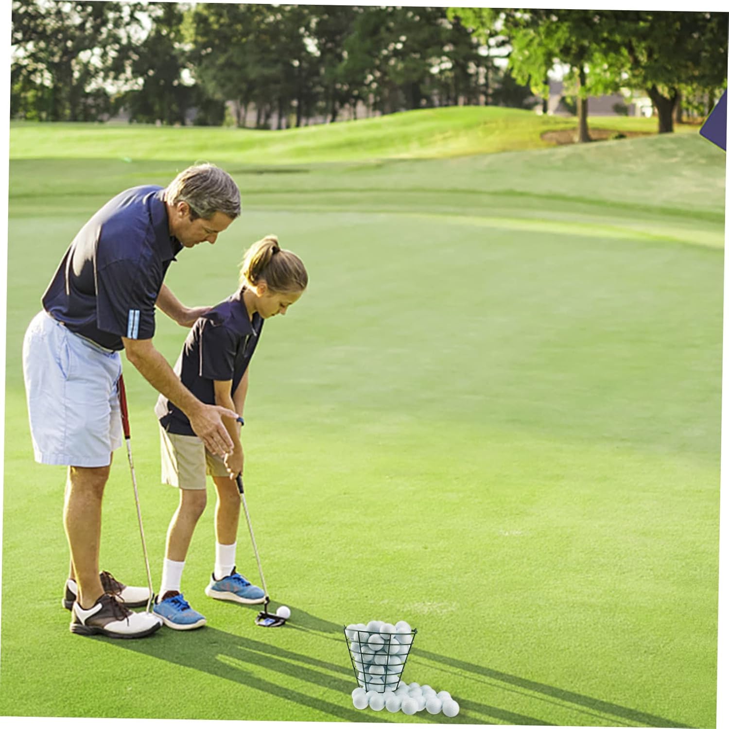 1pc Stainless Steel Golf Basket Handle Outdoor Container for Easy Storage and Transport of up to