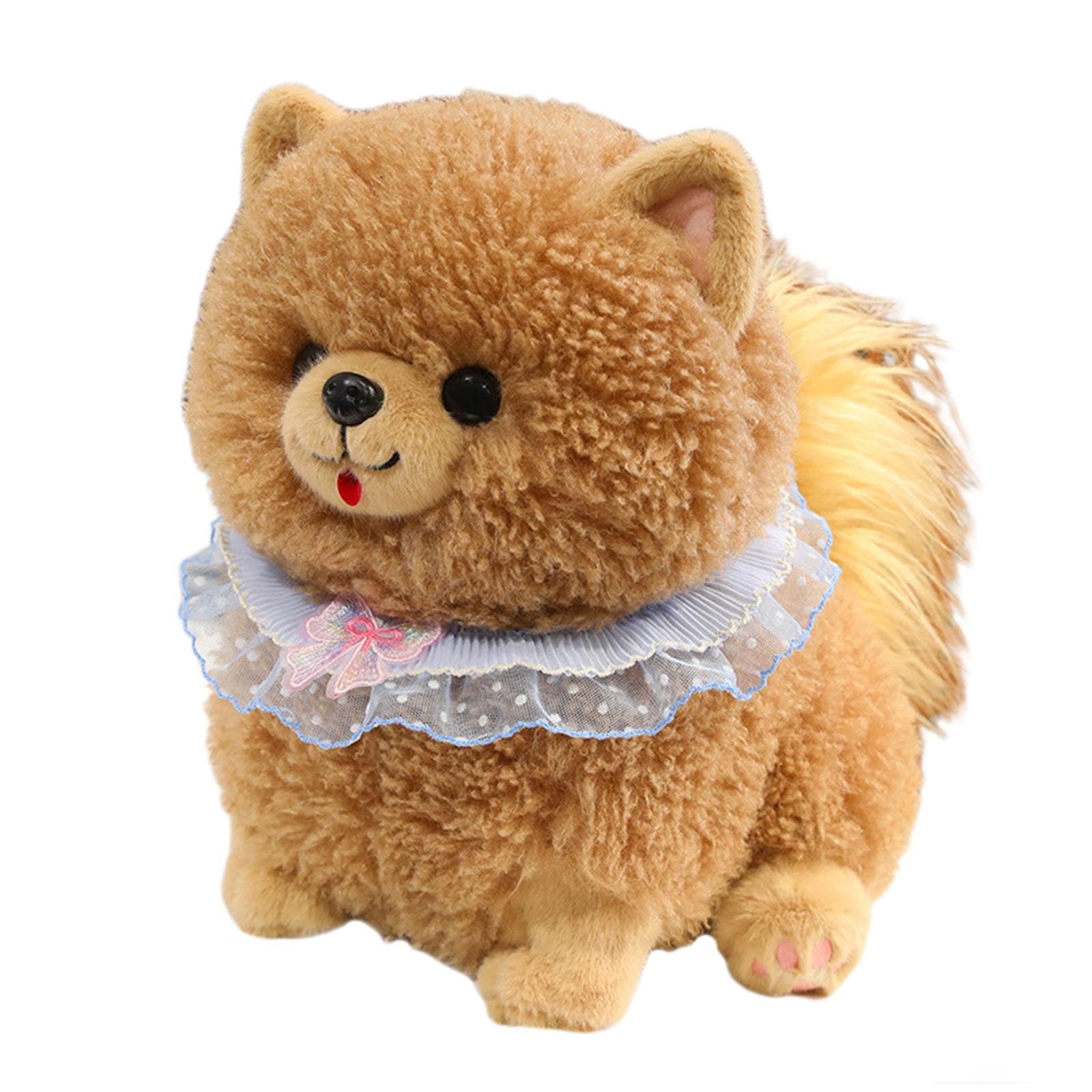 JORCEDI Pomeranian Cuddly Toy, Realistic Pomeranian Plush Toy, Realistic Soft Cuddly Dog Toy, Gifts for Children, Boys, Girls (Khaki,25cm)