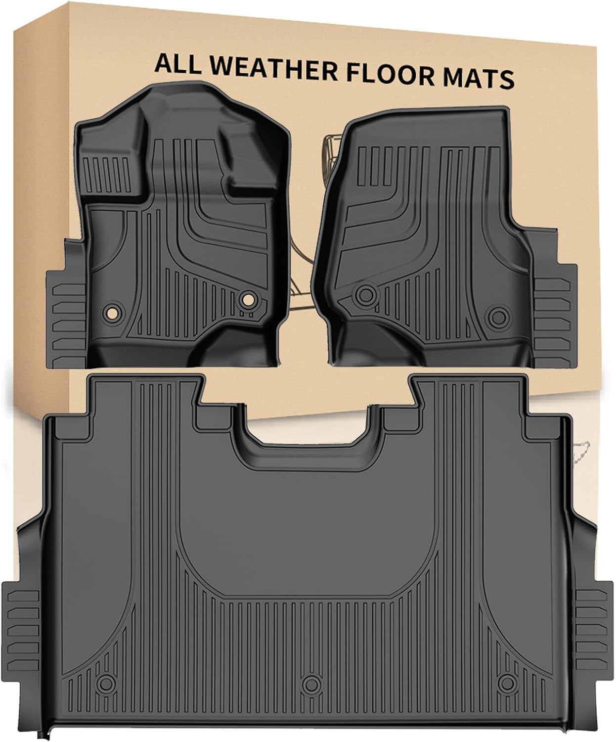 Original Floor Mats for 2015-2025 Ford F150 / 2022-2024 F-150 Lightning SuperCrew Cab (Not Fit Rear Seat with Under-Seat Fold Flat Storage Model) - Custom Fit Rubber All Weather Floor Liners 2015-2025 F150 SuperCrew Cab Floor Mats