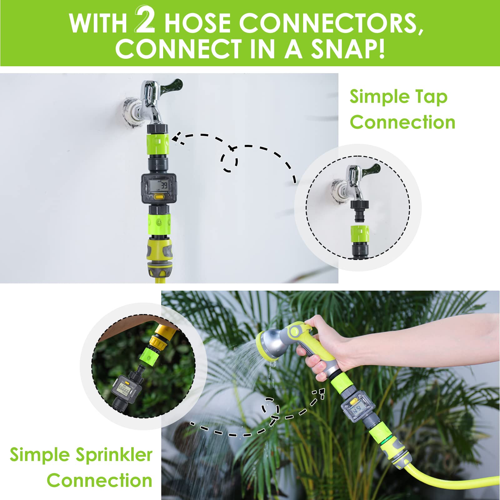 Buy RAINPOINT Flow Meter, Digital Water Hose Meter for Outdoor Garden
