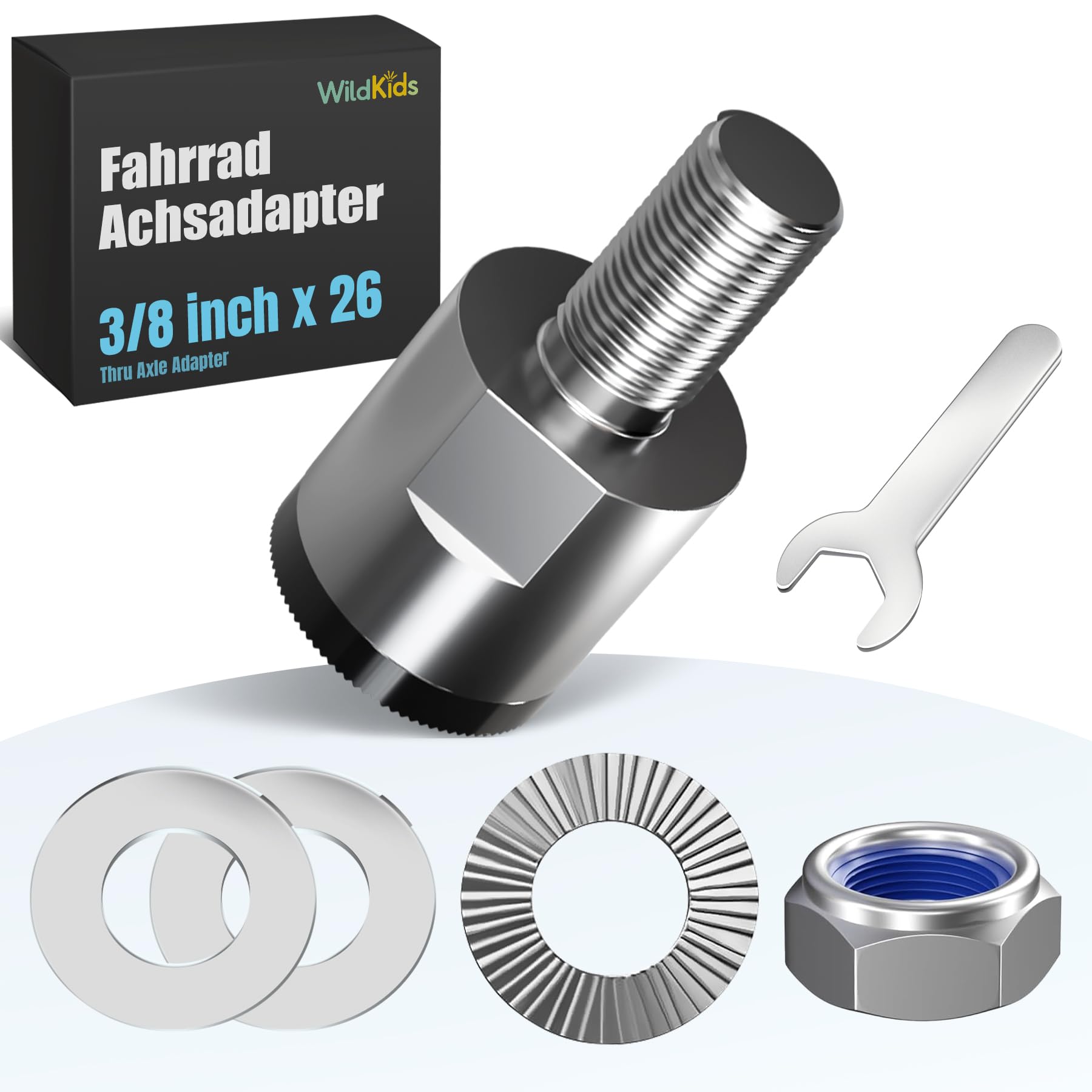 WildKids Fahrrad-Achsenadapter – Universeller Achsenadapter mit rutschfester Verzahnung für Fahrradanhänger-Kupplung, passend für die meisten Fahrradanhänger