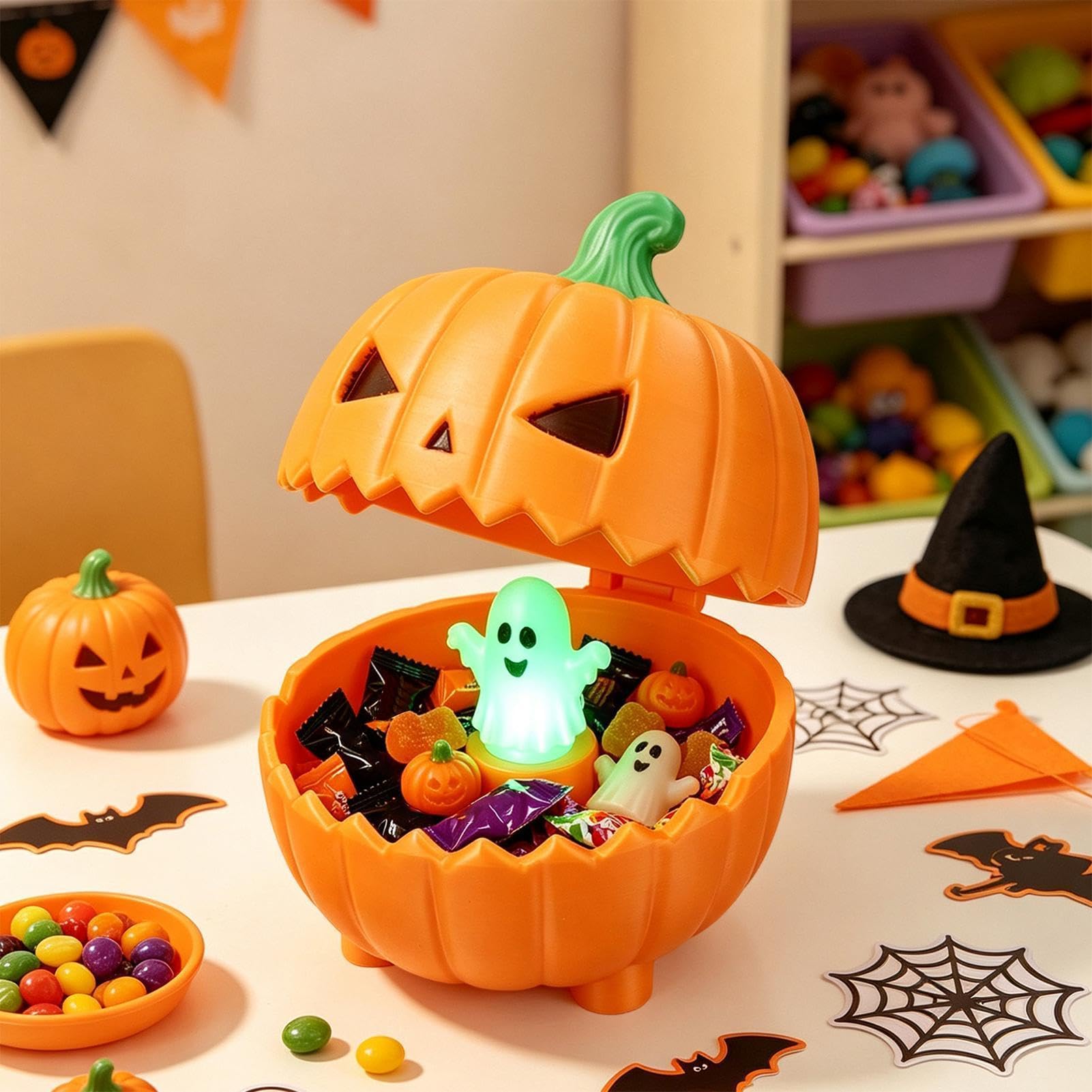 Scatola per caramelle a forma di zucca di Halloween, graziosa scatola