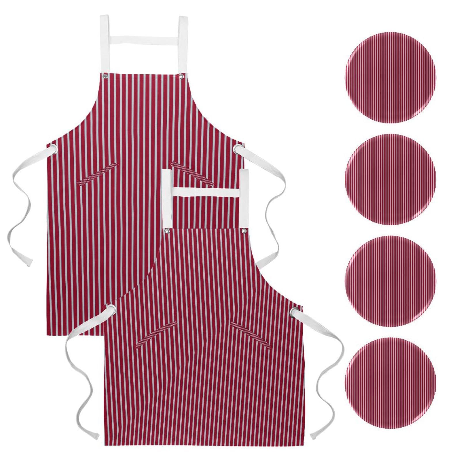 Tablier de serveuse à rayures verticales pour restaurant et nettoyage de la maison