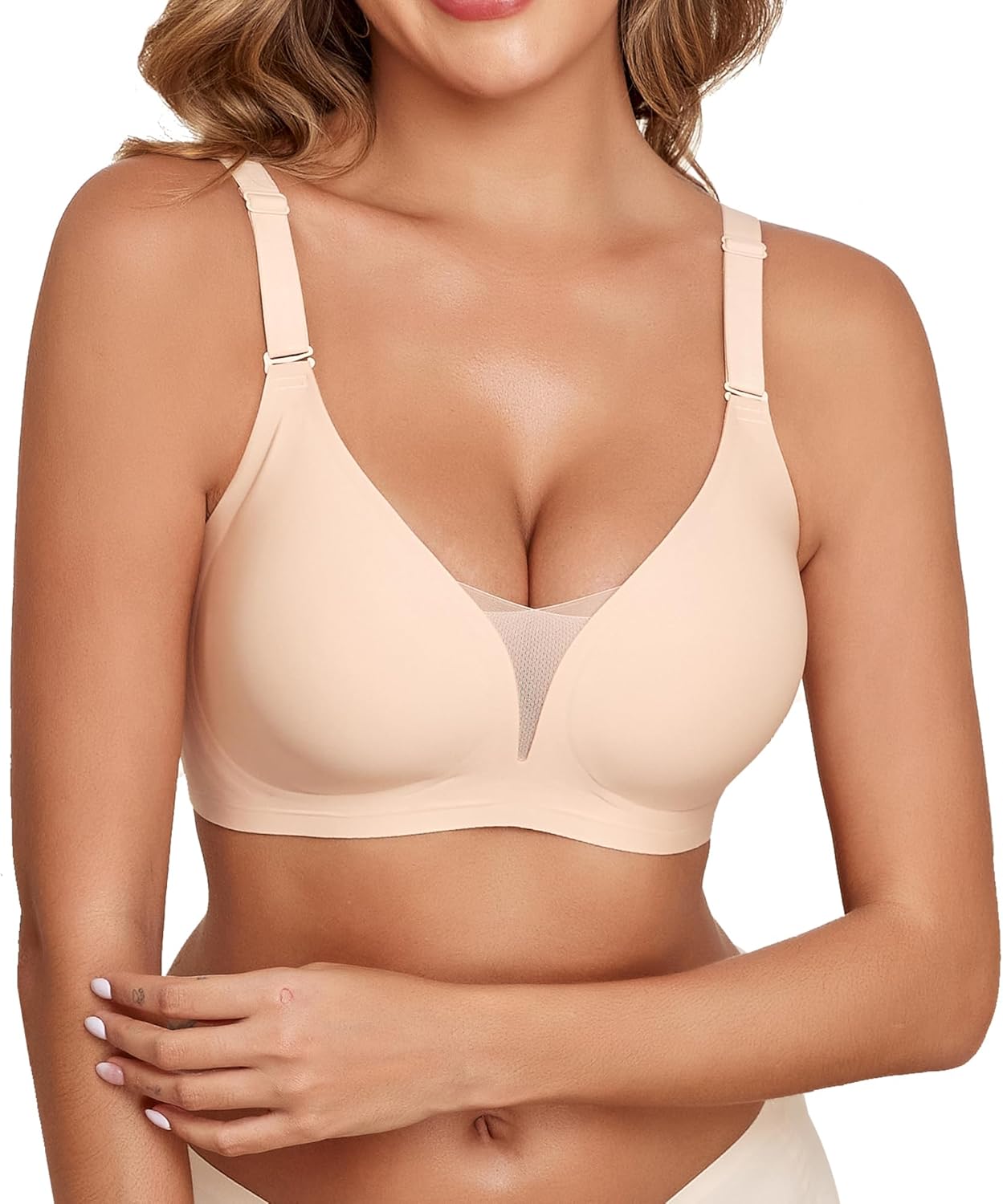 Bras for Women No Underwire Comfy W Strip Jelly Bra for Women Sexy Deep V Mesh Tshirt Seamless Everyday Bras - Image 5